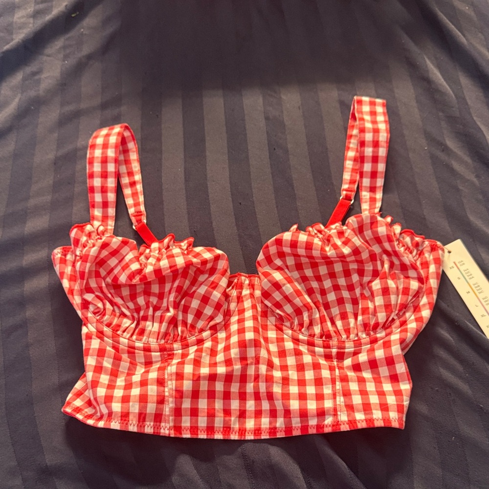 Red Gingham Crop Top
